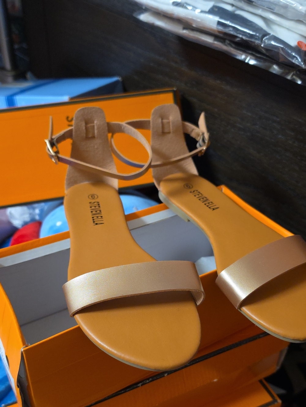 Nwt Rose Gold Ankle-Strap Flat Sandals